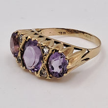 Load image into Gallery viewer, Vintage 9ct Gold Amethyst and Diamond Ring
