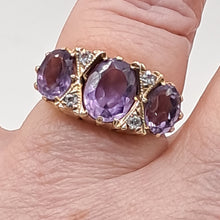 Load image into Gallery viewer, Vintage 9ct Gold Amethyst and Diamond Ring
