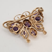 Load image into Gallery viewer, 9ct Gold Amethyst and Diamond Butterfly Brooch
