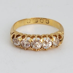 Antique 18ct Gold Old European Cut 5 Stone Diamond Ring