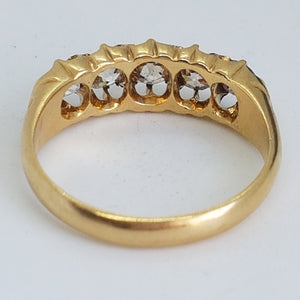 Antique 18ct Gold Old European Cut 5 Stone Diamond Ring