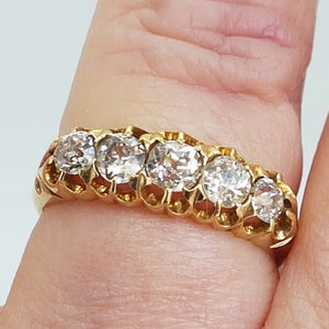 Antique 18ct Gold Old European Cut 5 Stone Diamond Ring