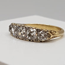 Load image into Gallery viewer, Antique 18ct Gold Carved Half Hoop Diamond Ring.
