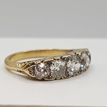Load image into Gallery viewer, Antique 18ct Gold Carved Half Hoop Diamond Ring.
