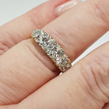 Load image into Gallery viewer, Antique 18ct Gold Carved Half Hoop Diamond Ring.
