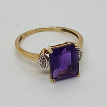 Load image into Gallery viewer, Vintage 9ct Gold Amethyst and Diamond Ring
