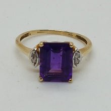 Load image into Gallery viewer, Vintage 9ct Gold Amethyst and Diamond Ring
