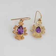 Load image into Gallery viewer, 9ct Gold Amethyst Drop Earrings
