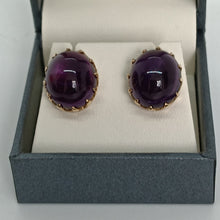 Load image into Gallery viewer, 9ct Gold Cabochon Amethyst Earrings
