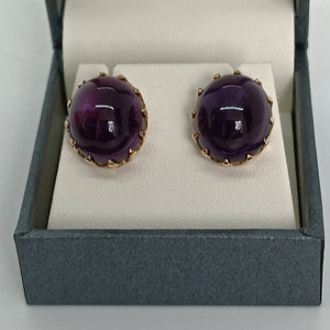 9ct Gold Cabochon Amethyst Earrings