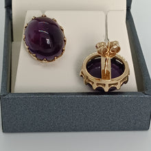 Load image into Gallery viewer, 9ct Gold Cabochon Amethyst Earrings
