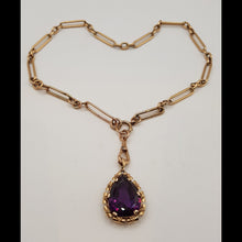 Load image into Gallery viewer, Antique 9ct Gold Necklace and 14ct Gold Amethyst Pendant
