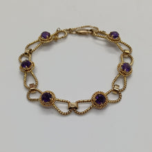Load image into Gallery viewer, Vintage 9ct Gold Amethyst Bracelet
