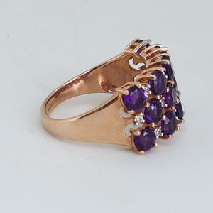 9ct Gold Amethyst and Diamond Dress Ring