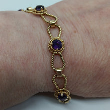 Load image into Gallery viewer, Vintage 9ct Gold Amethyst Bracelet
