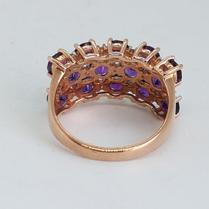 9ct Gold Amethyst and Diamond Dress Ring