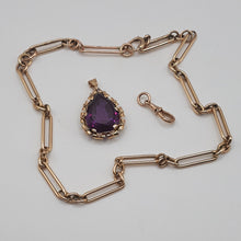 Load image into Gallery viewer, Antique 9ct Gold Necklace and 14ct Gold Amethyst Pendant
