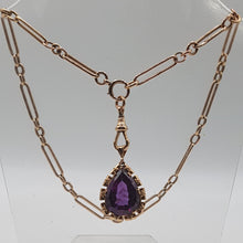 Load image into Gallery viewer, Antique 9ct Gold Necklace and 14ct Gold Amethyst Pendant
