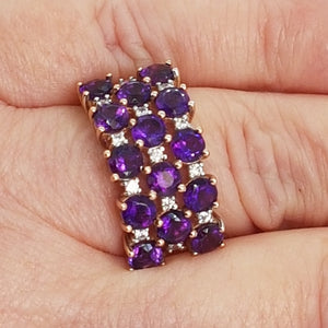 9ct Gold Amethyst and Diamond Dress Ring