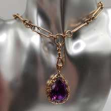 Load image into Gallery viewer, Antique 9ct Gold Necklace and 14ct Gold Amethyst Pendant
