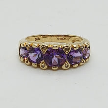 Load image into Gallery viewer, 9ct Gold Amethyst Diamond Ring
