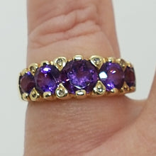 Load image into Gallery viewer, 9ct Gold Amethyst Diamond Ring
