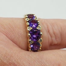Load image into Gallery viewer, 9ct Gold Amethyst Diamond Ring

