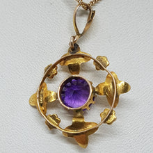 Load image into Gallery viewer, Antique 9ct Gold Amethyst Seed Pearl Pendant
