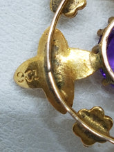 Load image into Gallery viewer, Antique 9ct Gold Amethyst Seed Pearl Pendant
