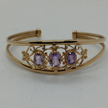 Load image into Gallery viewer, 9ct Gold Amethyst Torc Style Bracelet
