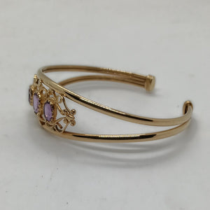 9ct Gold Amethyst Torc Style Bracelet