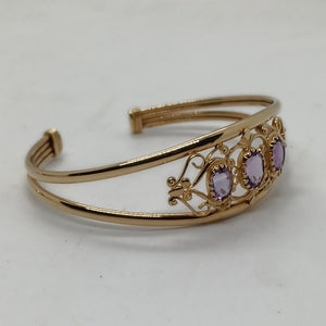 9ct Gold Amethyst Torc Style Bracelet