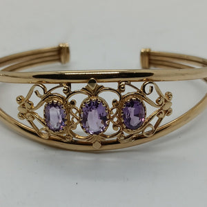 9ct Gold Amethyst Torc Style Bracelet