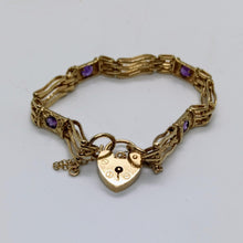 Load image into Gallery viewer, Vintage 9ct Gold Amethyst Gate Bracelet
