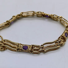 Load image into Gallery viewer, Vintage 9ct Gold Amethyst Gate Bracelet
