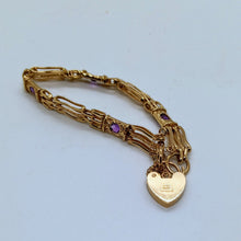Load image into Gallery viewer, Vintage 9ct Gold Amethyst Gate Bracelet
