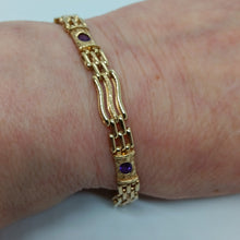 Load image into Gallery viewer, Vintage 9ct Gold Amethyst Gate Bracelet
