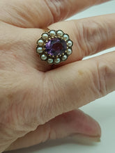 Load image into Gallery viewer, Vintage 9ct Amethyst and Pearl Ring
