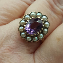 Load image into Gallery viewer, Vintage 9ct Amethyst and Pearl Ring
