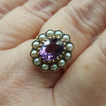 Load image into Gallery viewer, Vintage 9ct Amethyst and Pearl Ring
