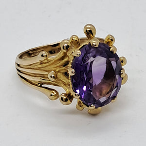 Vintage 9ct Gold Amethyst Dress Ring