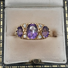 Load image into Gallery viewer, Vintage 9ct Gold Amethyst and Diamond Ring
