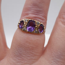 Load image into Gallery viewer, Vintage 9ct Gold Amethyst and Diamond Ring

