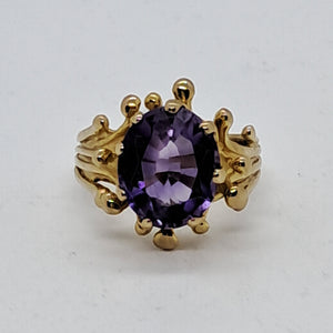 Vintage 9ct Gold Amethyst Dress Ring