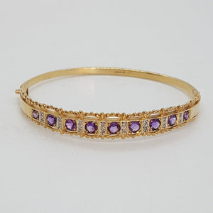 Vintage 9ct Gold Amethyst and Diamond Bracelet