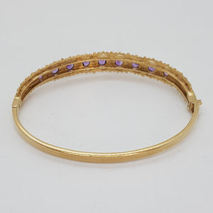 Vintage 9ct Gold Amethyst and Diamond Bracelet