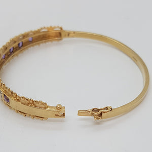 Vintage 9ct Gold Amethyst and Diamond Bracelet