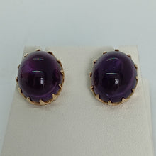 Load image into Gallery viewer, 9ct Gold Cabochon Amethyst Earrings
