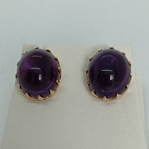 9ct Gold Cabochon Amethyst Earrings