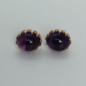 9ct Gold Cabochon Amethyst Earrings